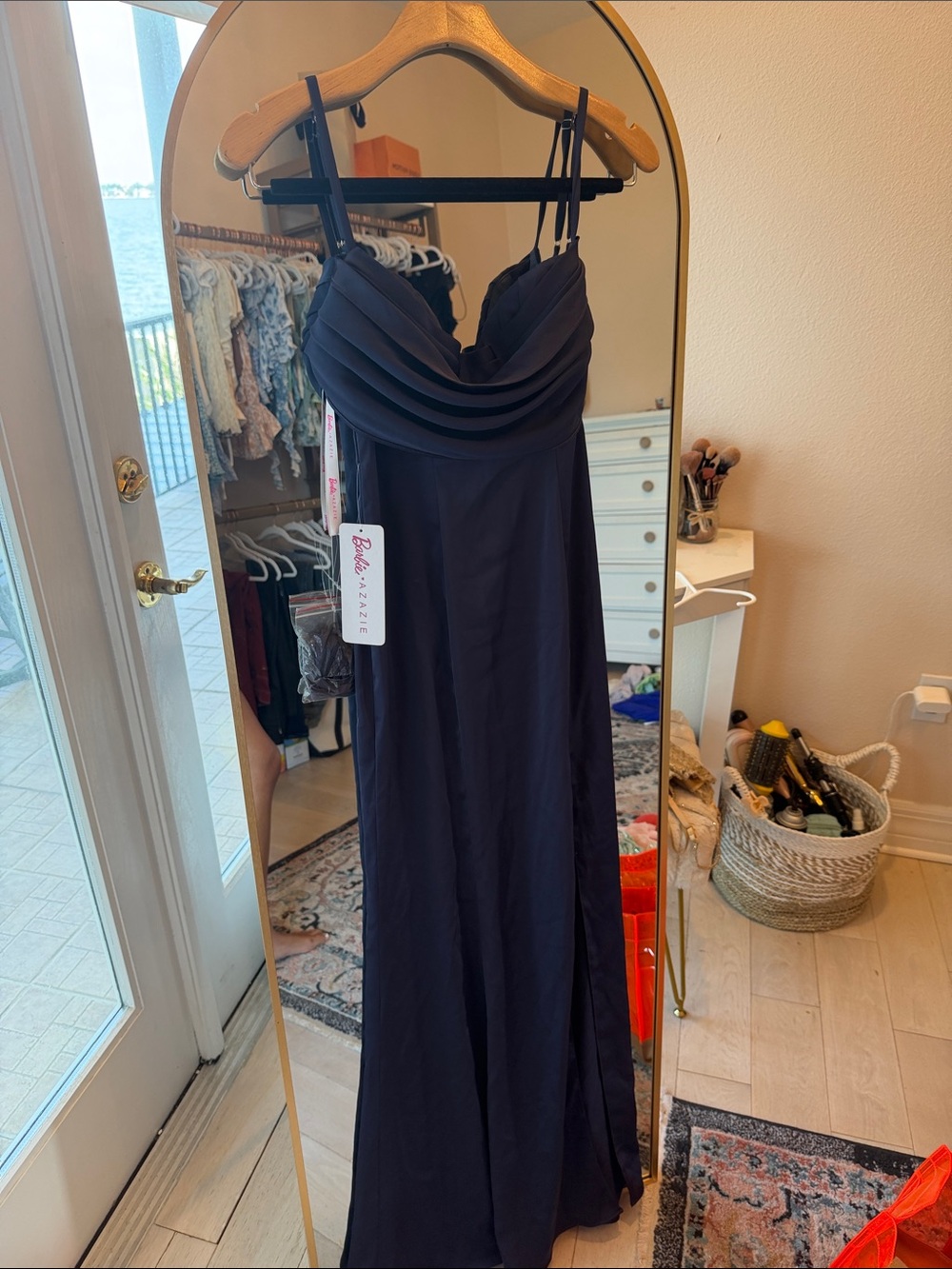 Navy Strapless Evening Gown